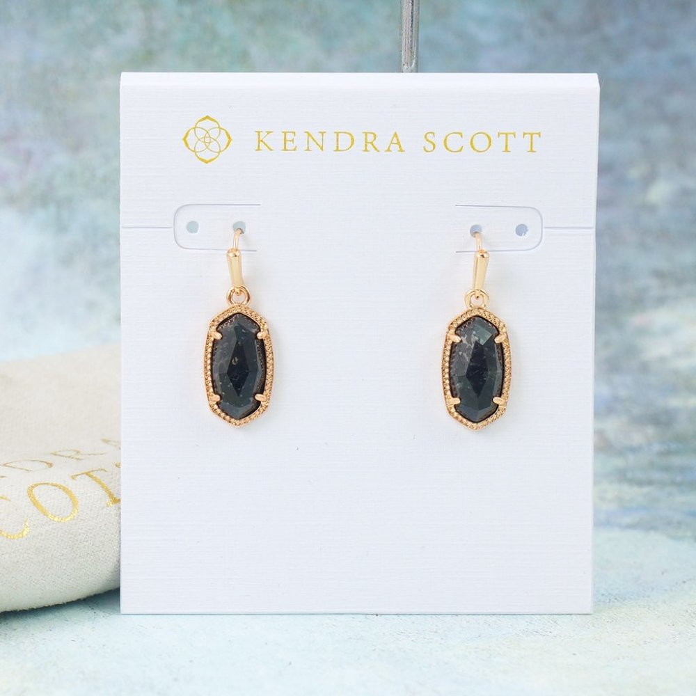 Kendra Scott Lee black Granite Earrings Rose gold Plated